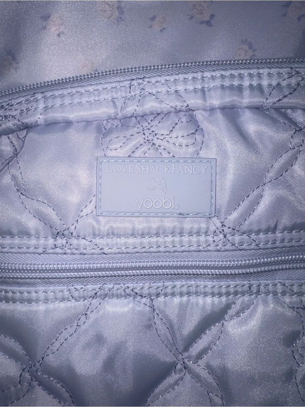 LoveShackFancy Lilac Quilted Kids Backpack with Bow Charm